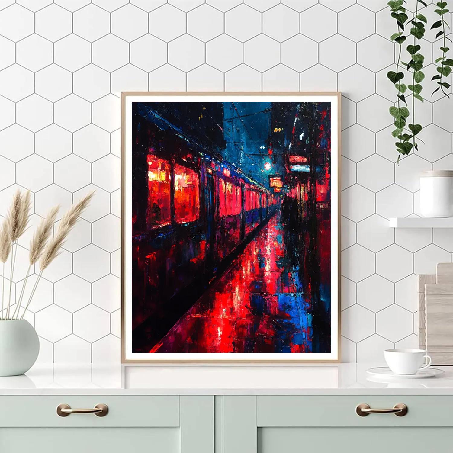 Edvard Munch Inspired Midnight Train DIY paint by numbers