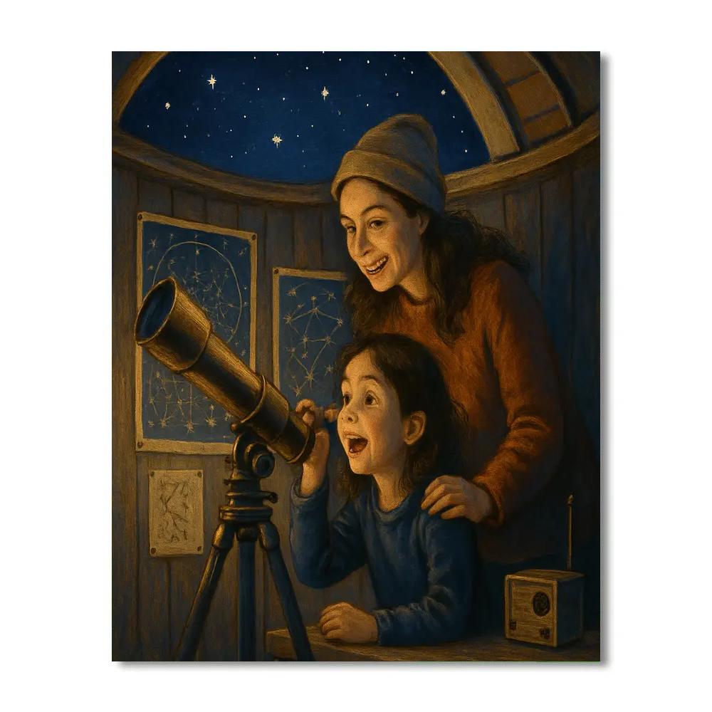 Mother And Child Backyard Observatory Paint by numbers kits