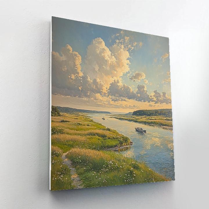 John Constable Inspired River Ferry paint by numbers