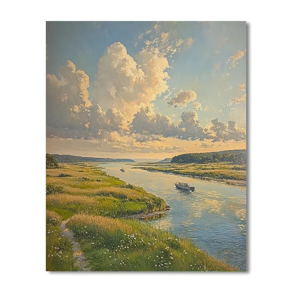 John Constable Inspired River Ferry paint by numbers