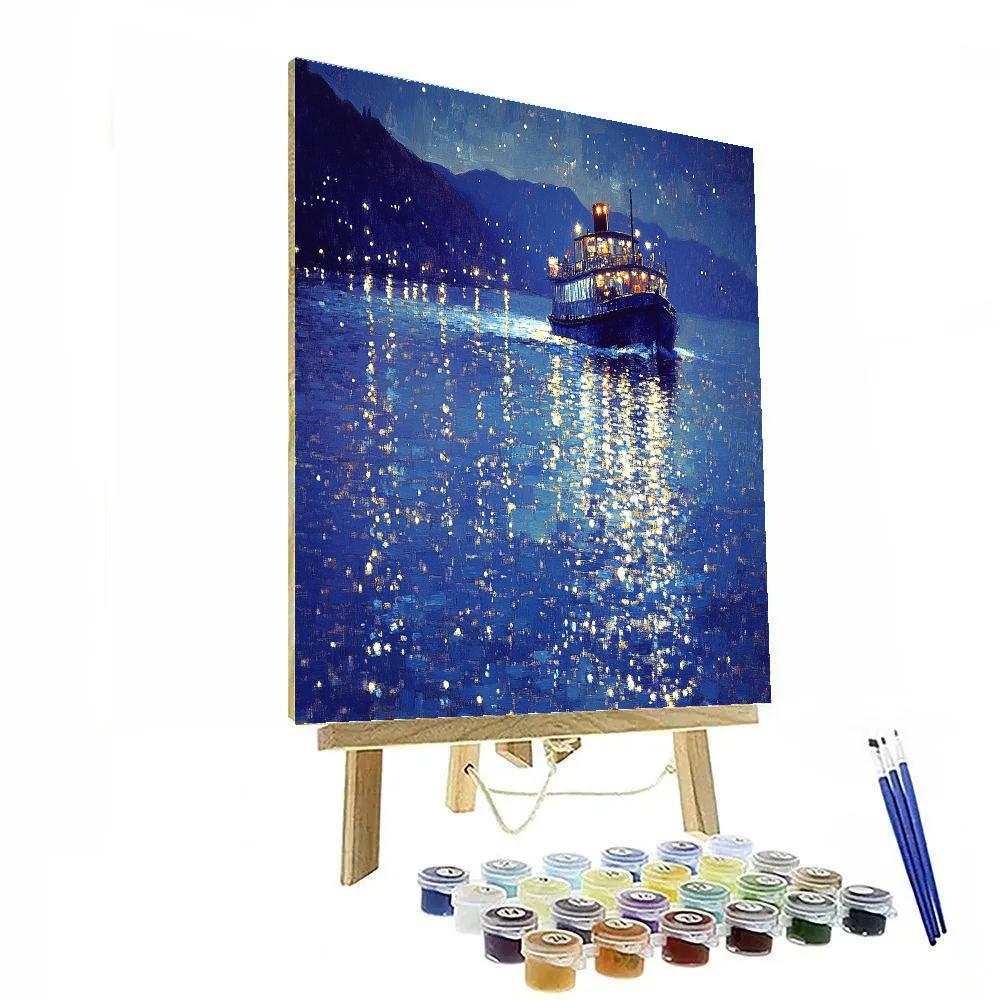 Georges Seurat Inspired Moonlight Ferry painting number kit