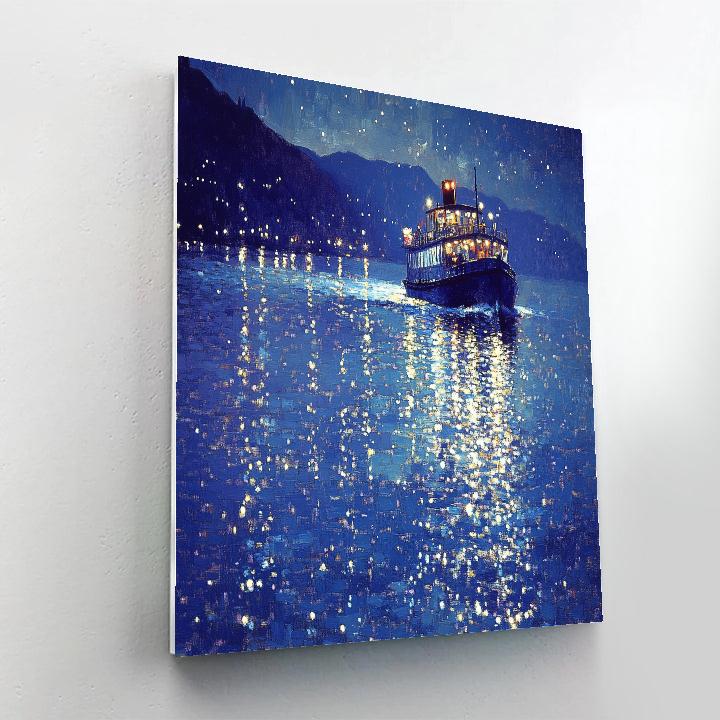 Georges Seurat Inspired Moonlight Ferry painting number kit