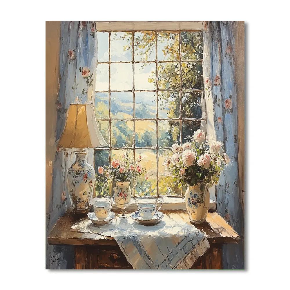 Johannes Vermeer Inspired Tea By The Window paint by number