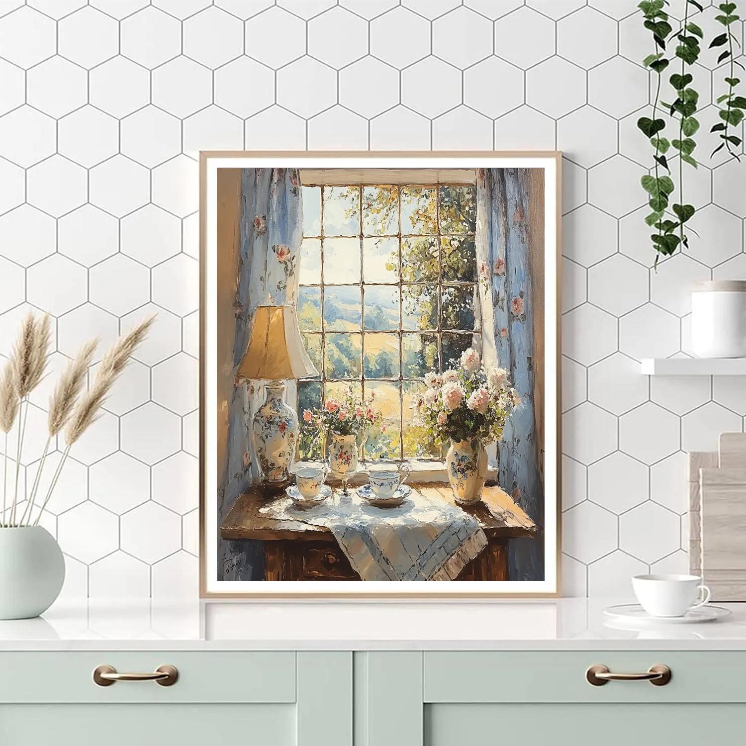 Johannes Vermeer Inspired Tea By The Window paint by number