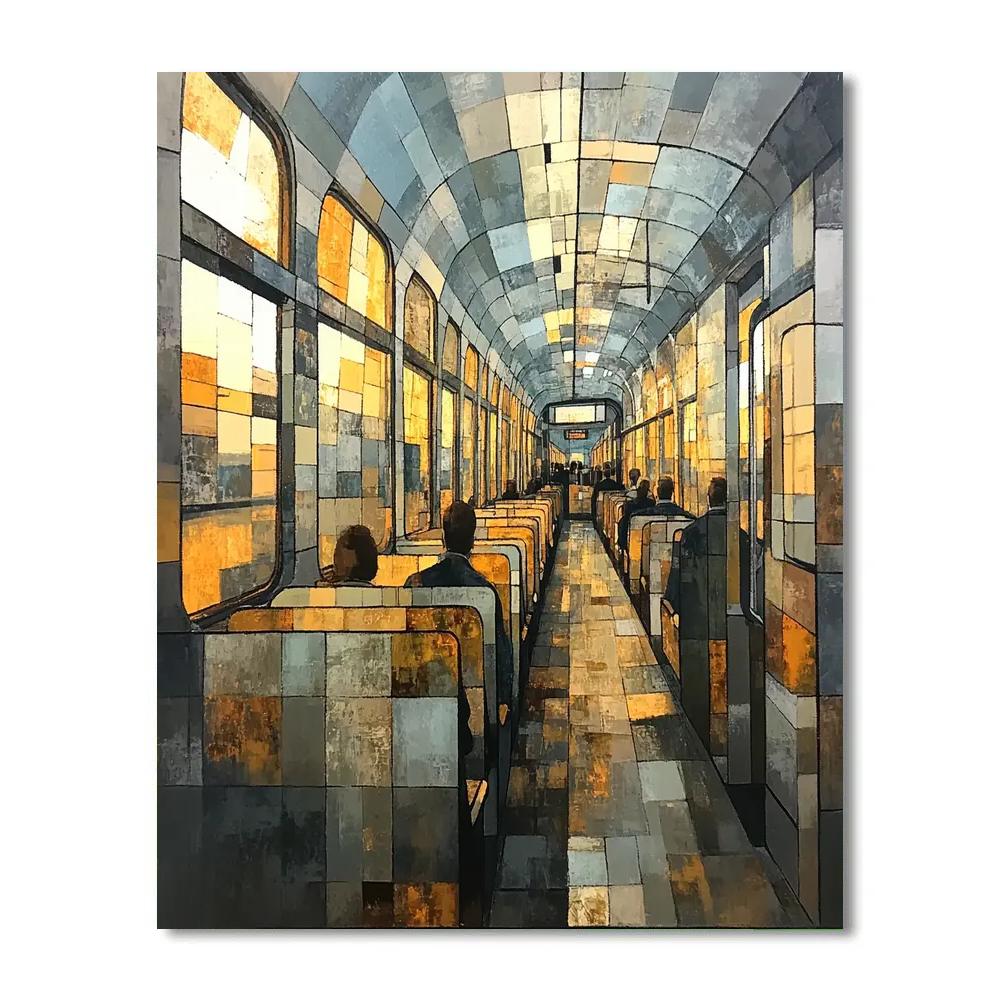 Georges Braque Inspired Train Interior Number painting