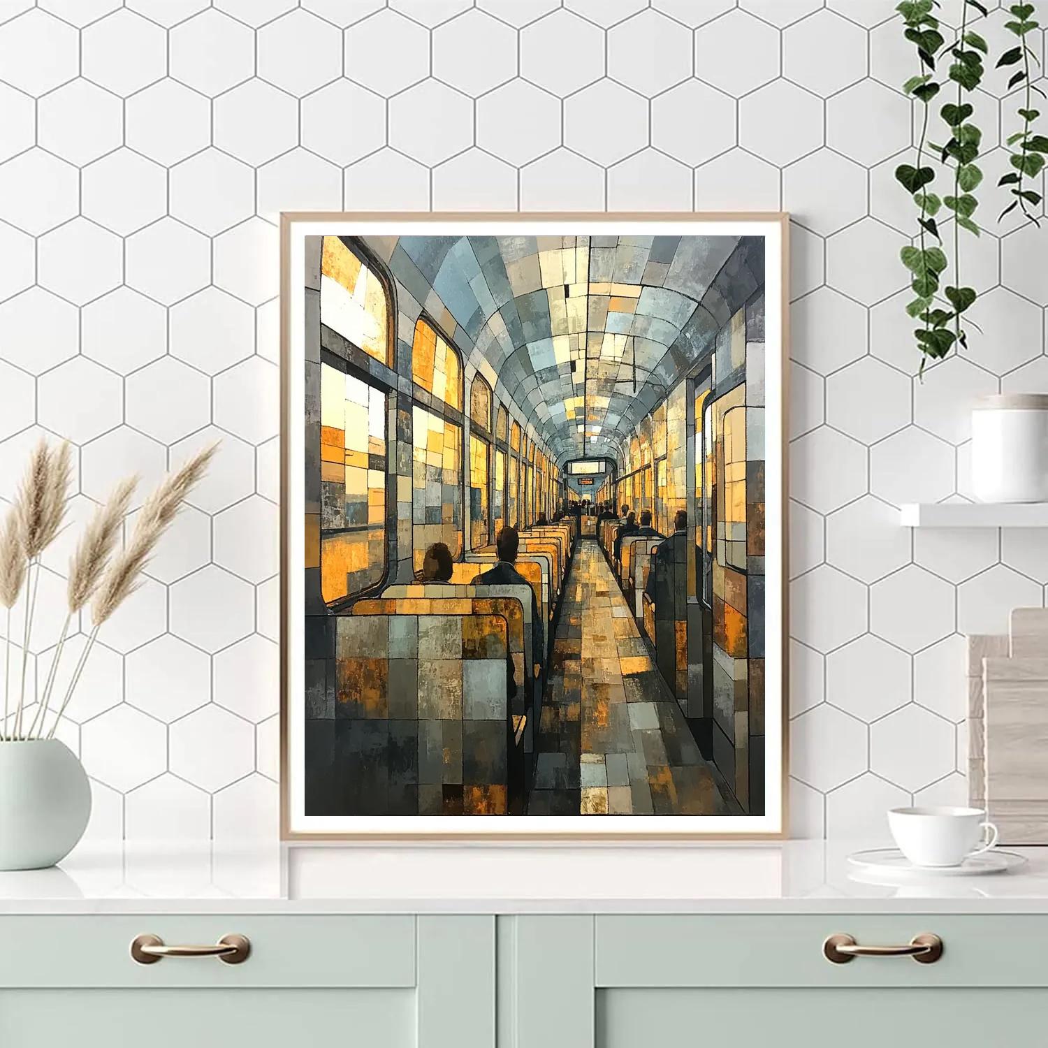 Georges Braque Inspired Train Interior Number painting