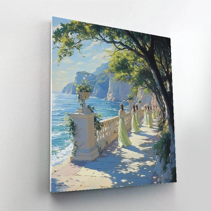 Sandro Botticelli Inspired Seaside Procession paint by numbers