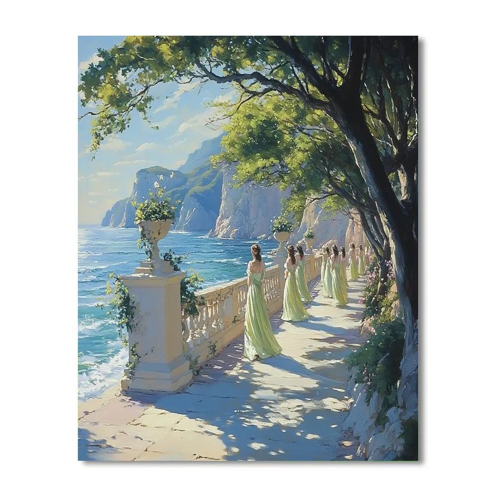 Sandro Botticelli Inspired Seaside Procession paint by numbers