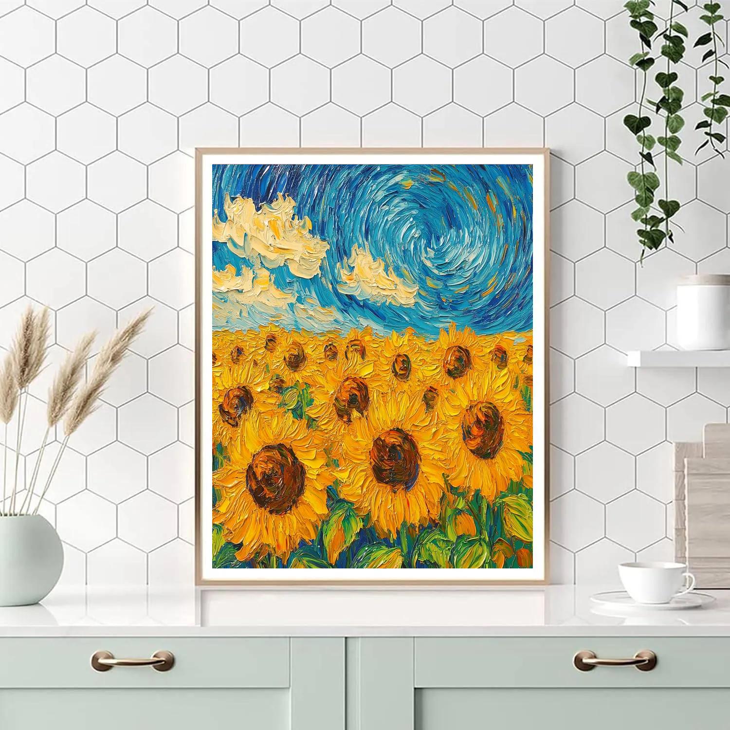 Van Gogh Inspired Sunflowers In Bloom Paint by numbers kits
