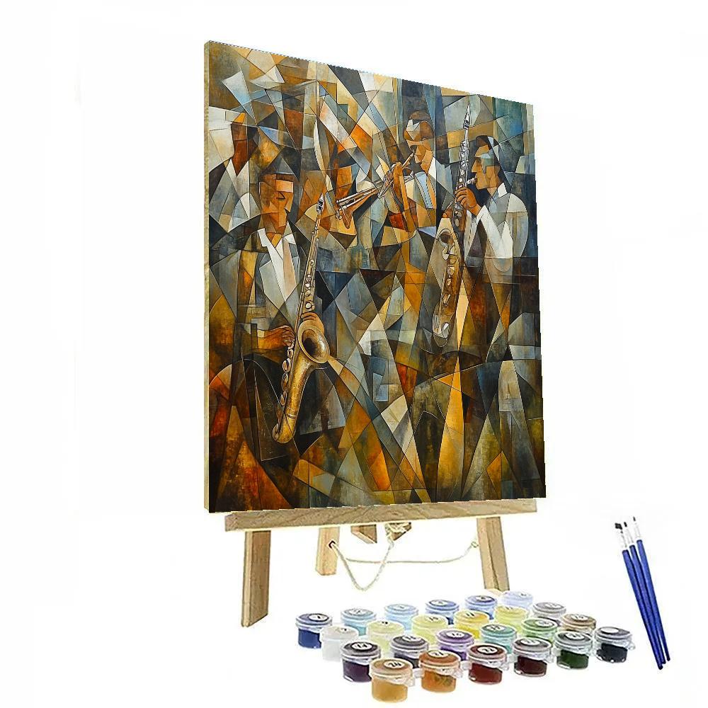 Picasso Inspired Cubist Jazz Musicians paint by number