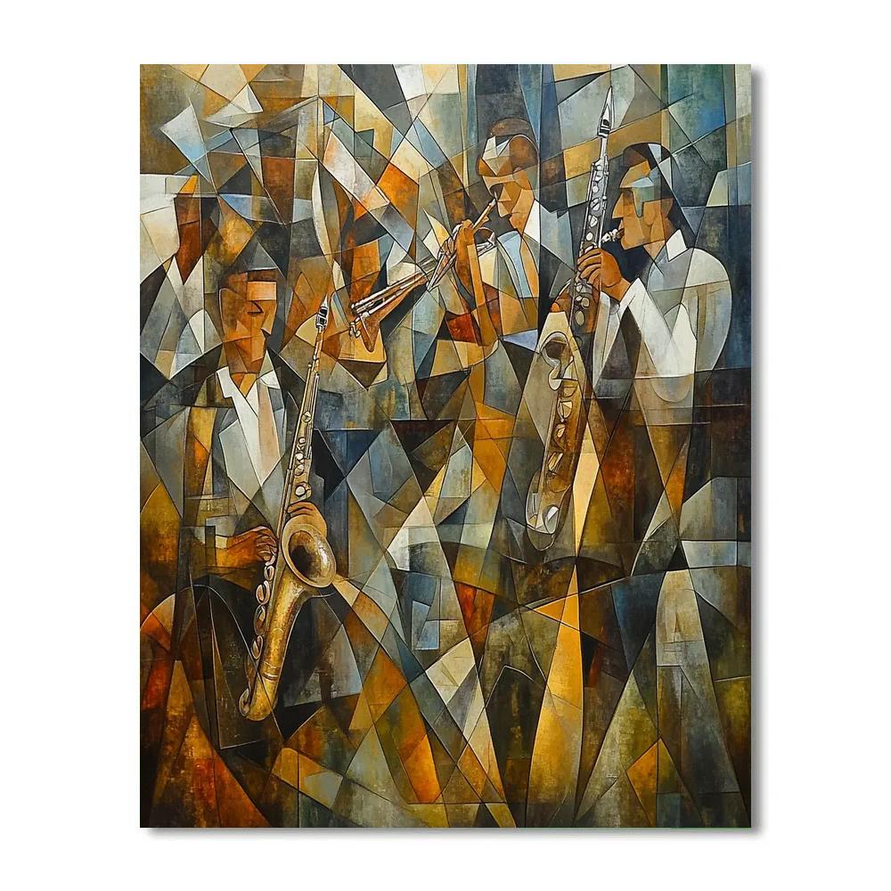 Picasso Inspired Cubist Jazz Musicians paint by number