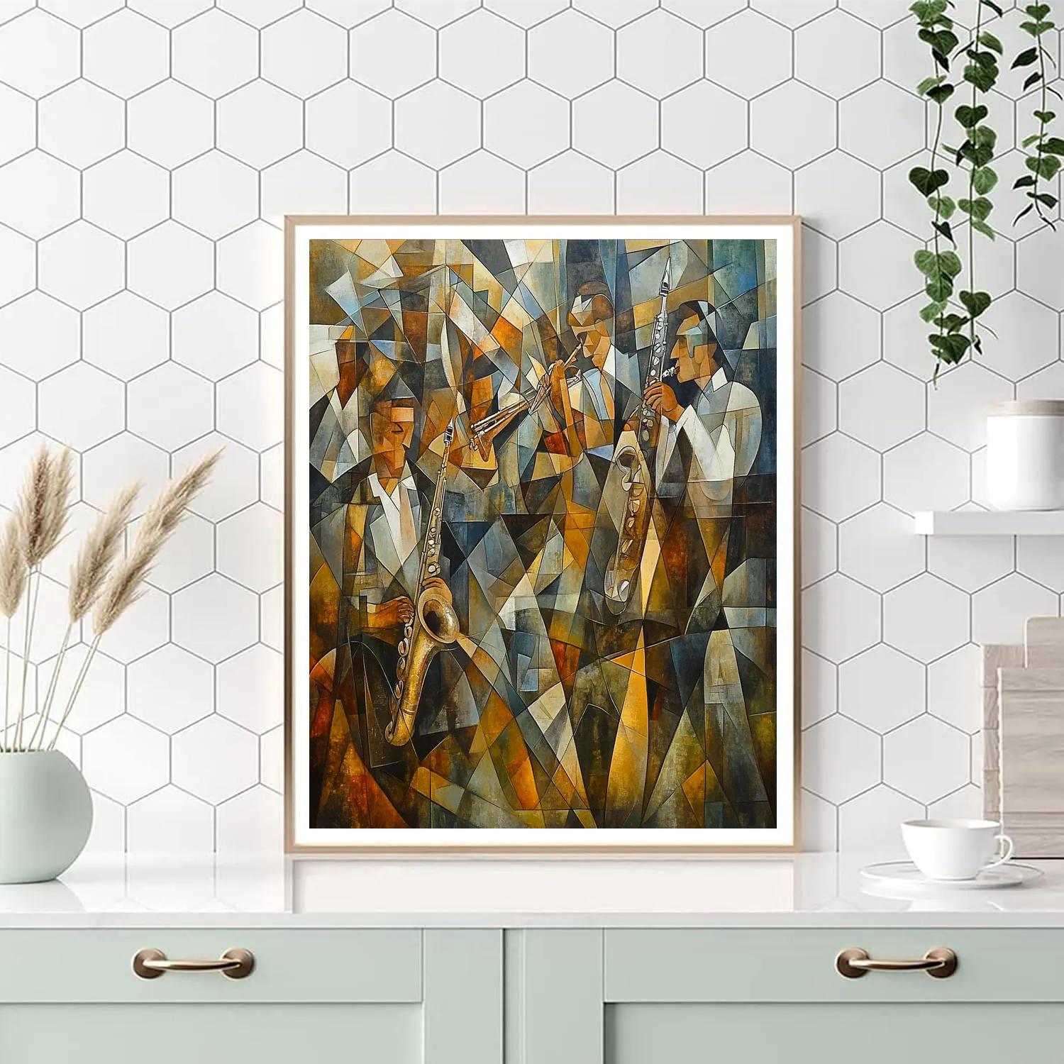 Picasso Inspired Cubist Jazz Musicians paint by number