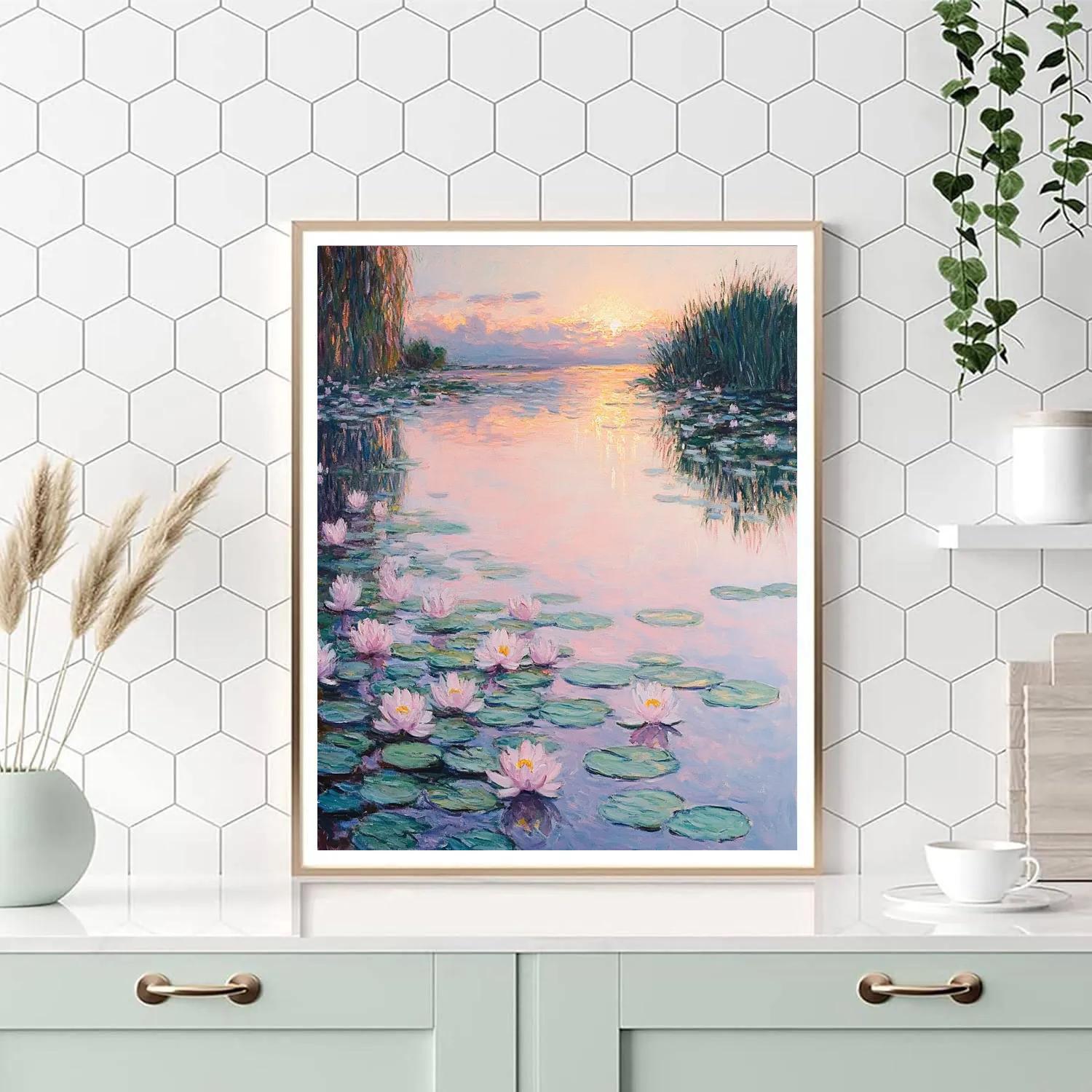 Claude Monet Inspired Water Lilies At Dawn painting number kit