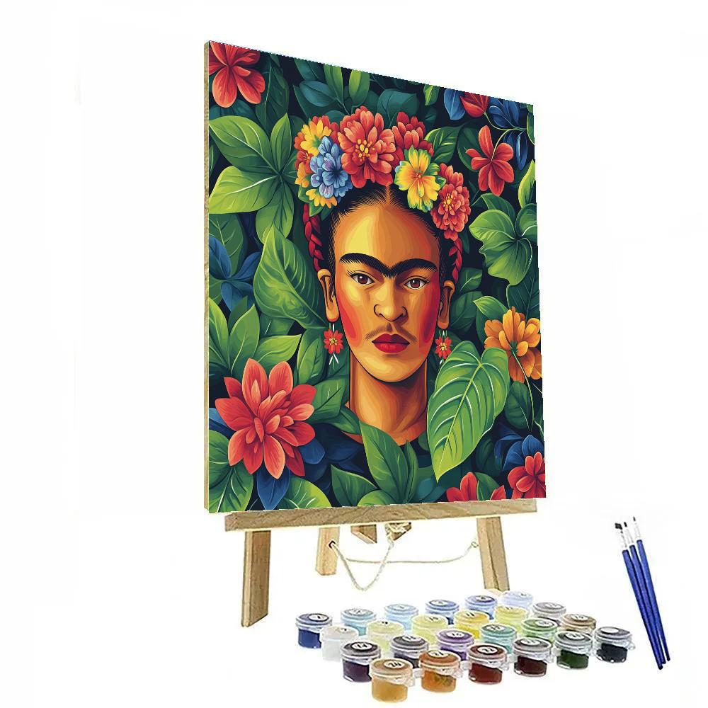 Frida Kahlo Inspired Self Portrait With Flora paint by numbers