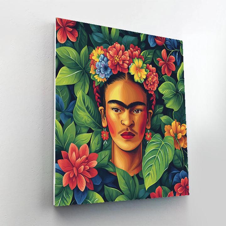 Frida Kahlo Inspired Self Portrait With Flora paint by numbers