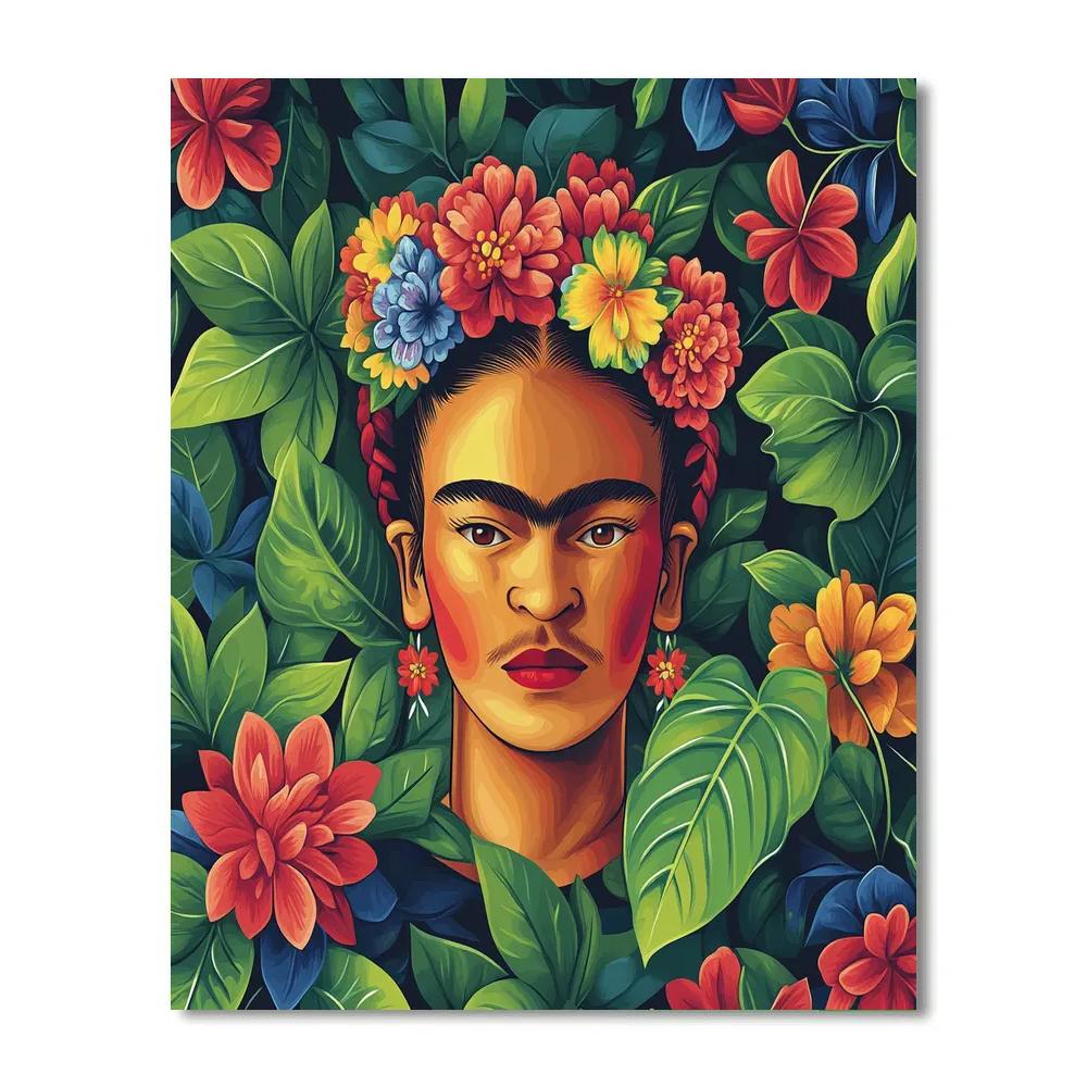 Frida Kahlo Inspired Self Portrait With Flora paint by numbers