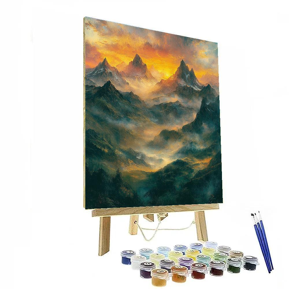 J.M.W. Turner Inspired Mountain Sunrise Paint by numbers art