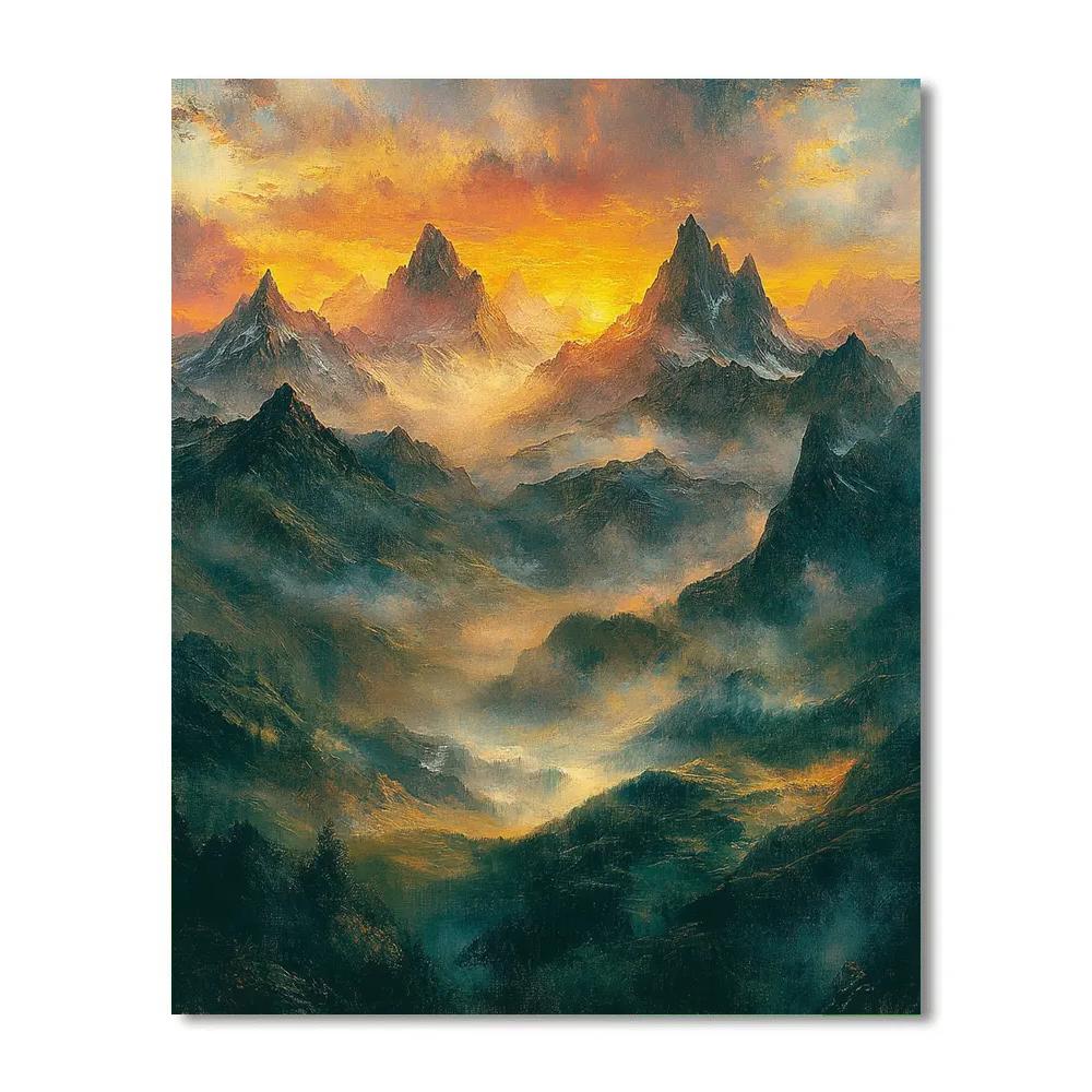 J.M.W. Turner Inspired Mountain Sunrise Paint by numbers art