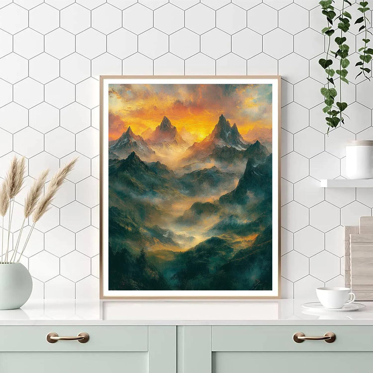 J.M.W. Turner Inspired Mountain Sunrise Paint by numbers art