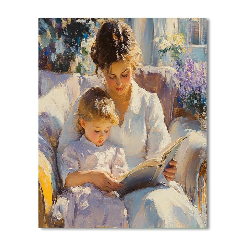 Mary Cassatt Inspired Family Reading Time paint by color