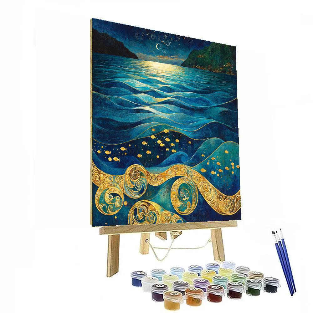 Klimt Inspired Golden Oceanscape Painting by numbers kit