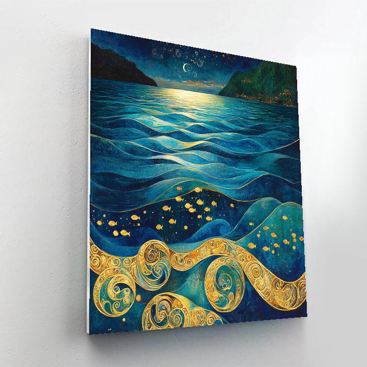 Klimt Inspired Golden Oceanscape Painting by numbers kit