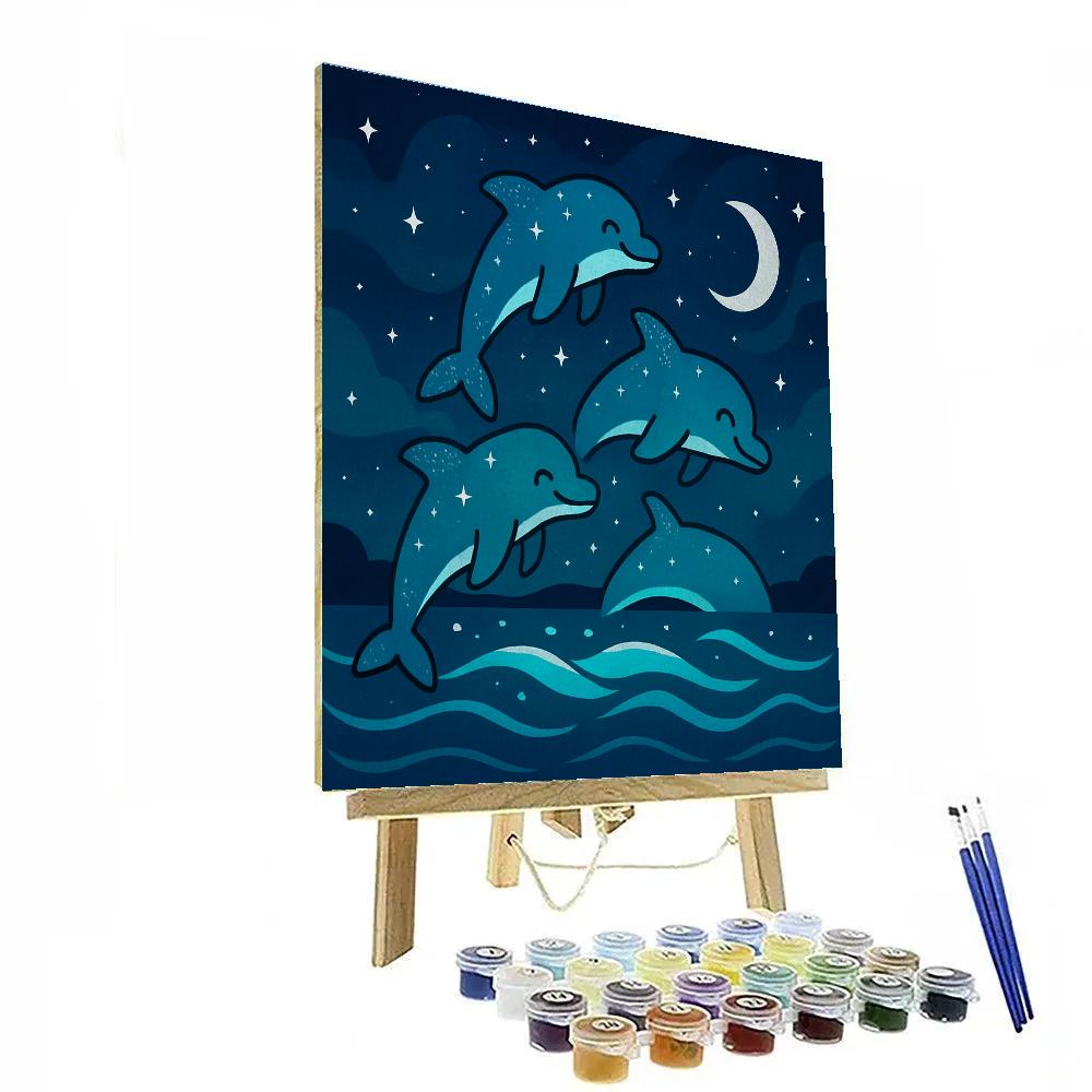 Starlight Dolphin Parade Paint by numbers art