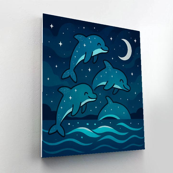 Starlight Dolphin Parade Paint by numbers art
