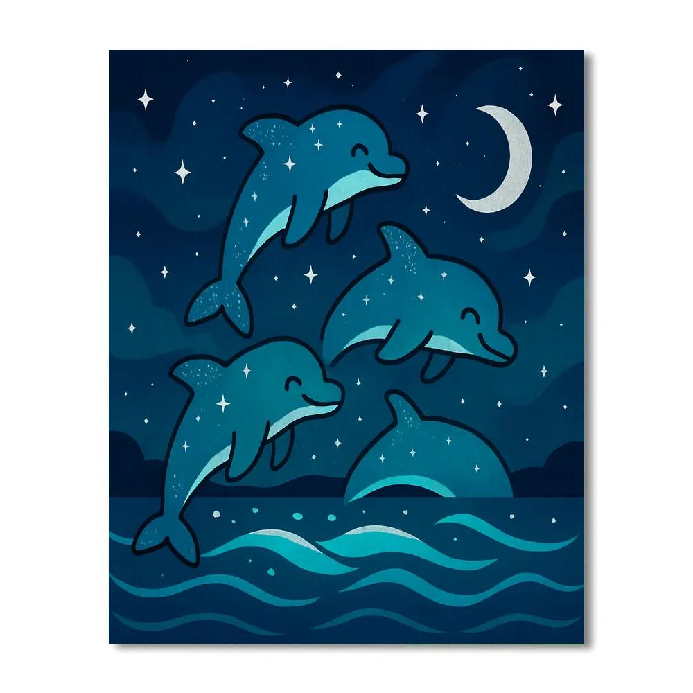 Starlight Dolphin Parade Paint by numbers art