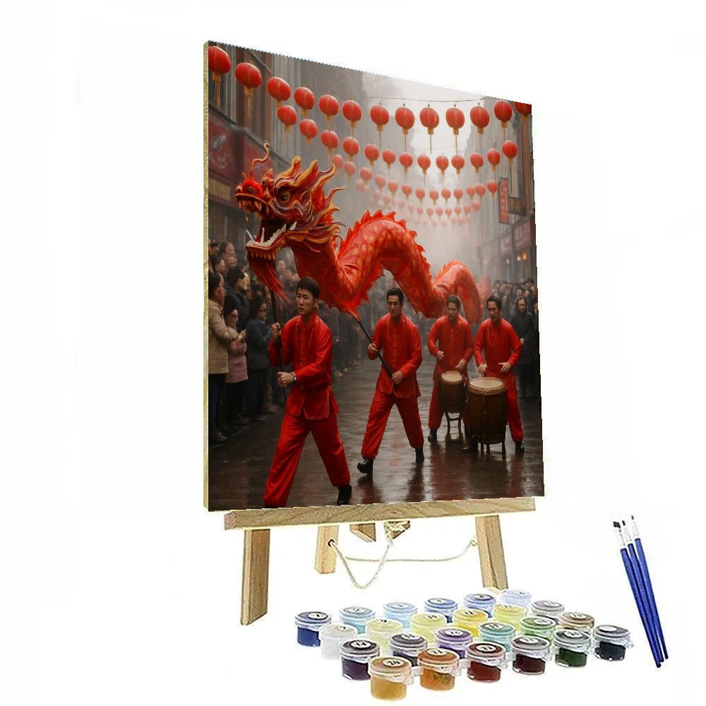 Dragon Dance Lunar New Year Street Number painting