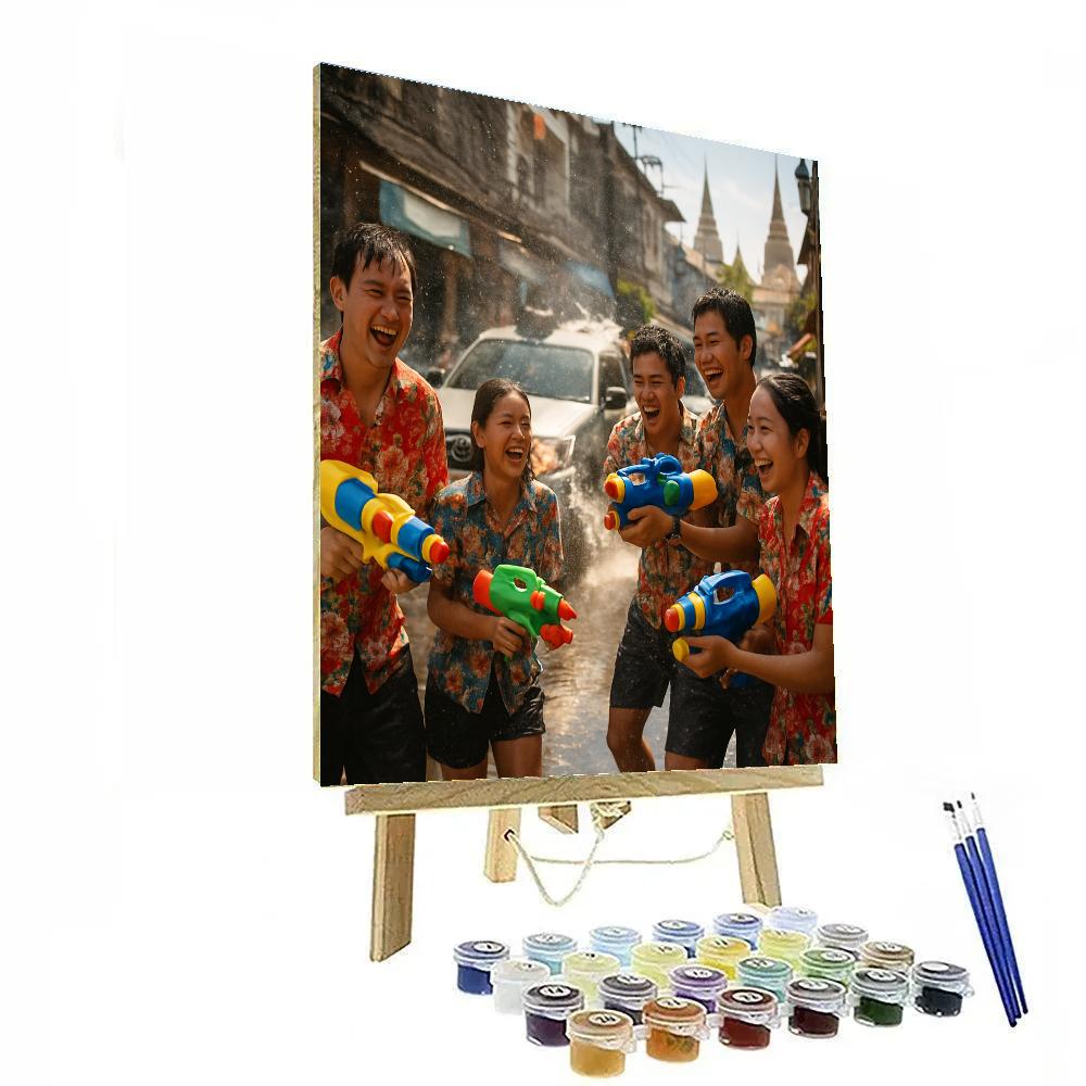 Songkran Water Street Fest Paint by numbers art