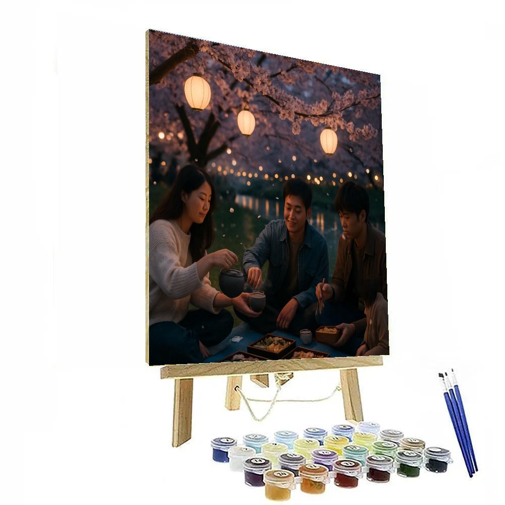 Hanami Evening River Picnic Paint by numbers kits