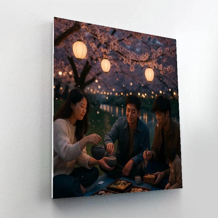 Hanami Evening River Picnic Paint by numbers kits