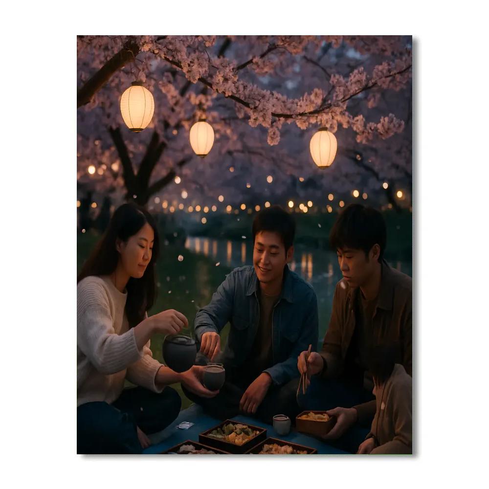 Hanami Evening River Picnic Paint by numbers kits