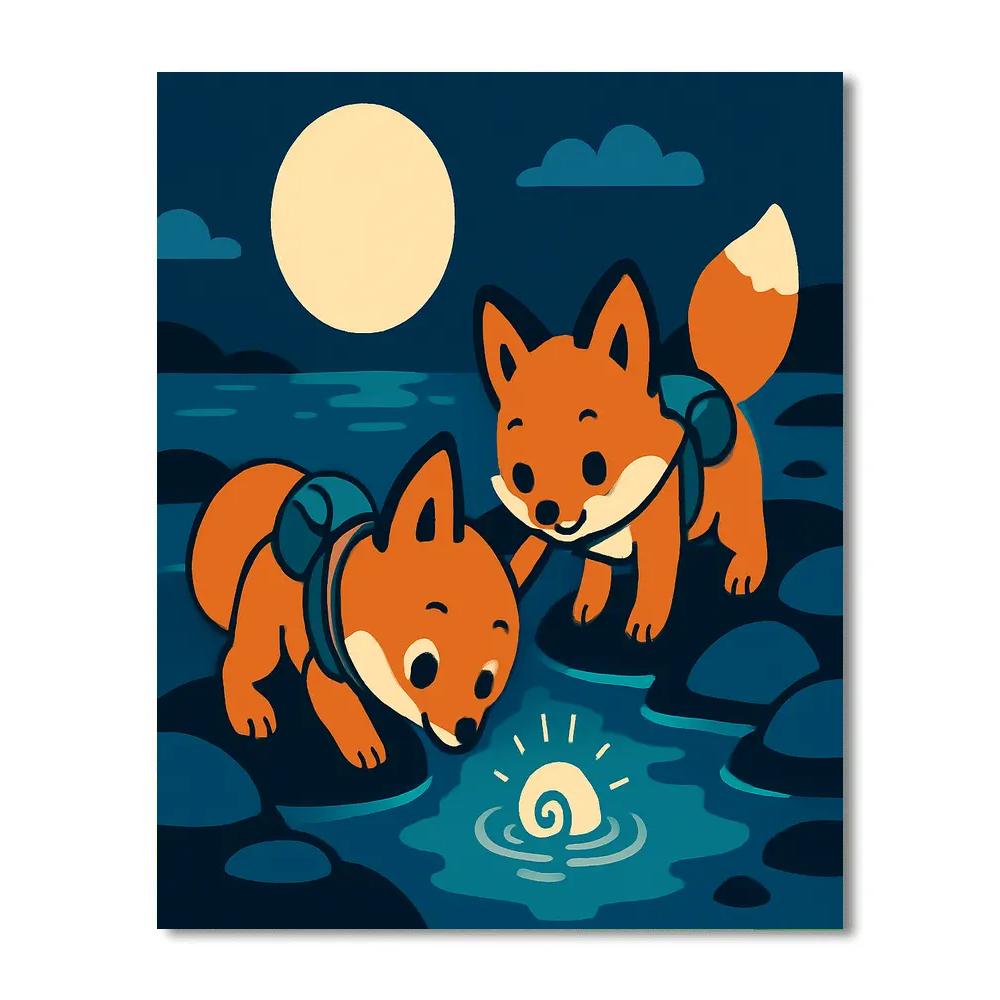 Moonlight Fox Explorers Numbered painting kits