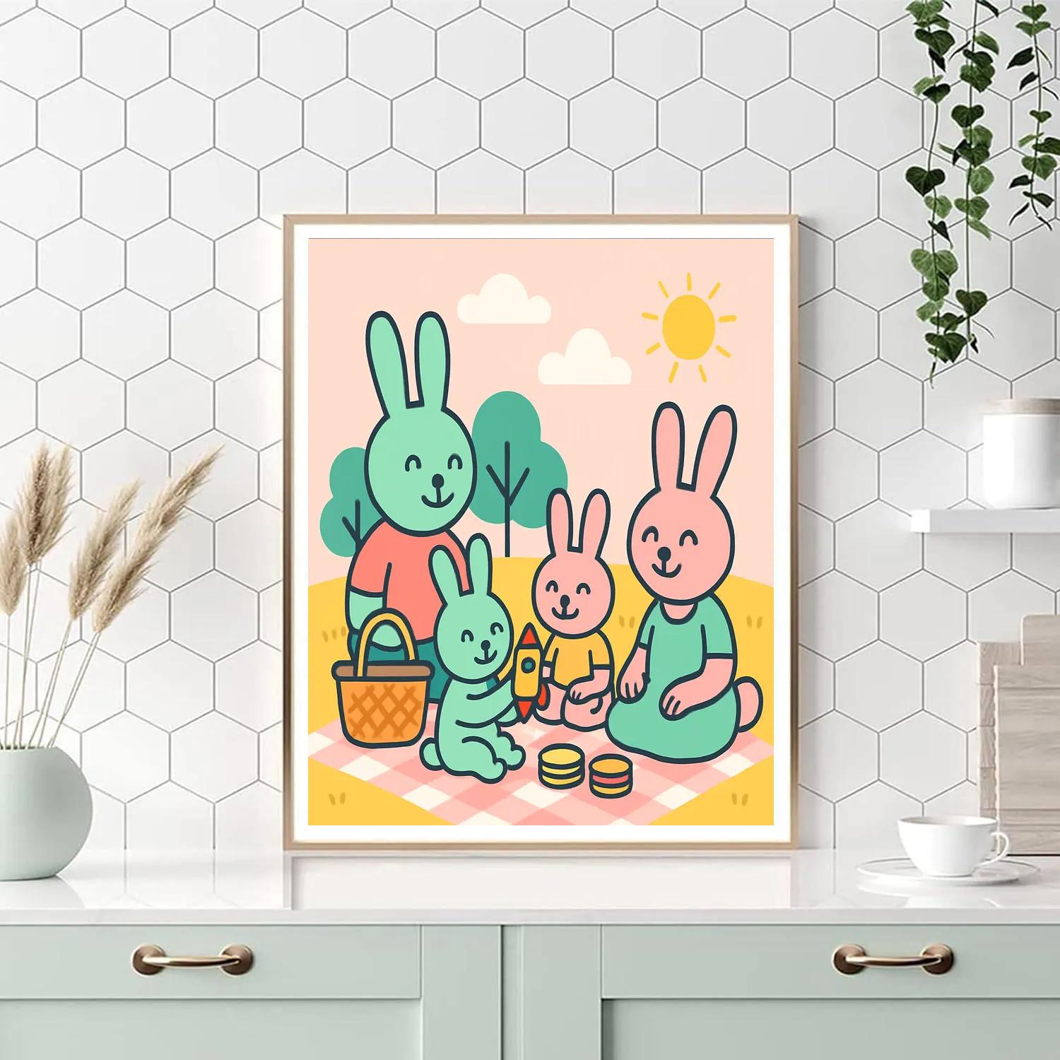 Rocket Rabbit Picnic paint by number