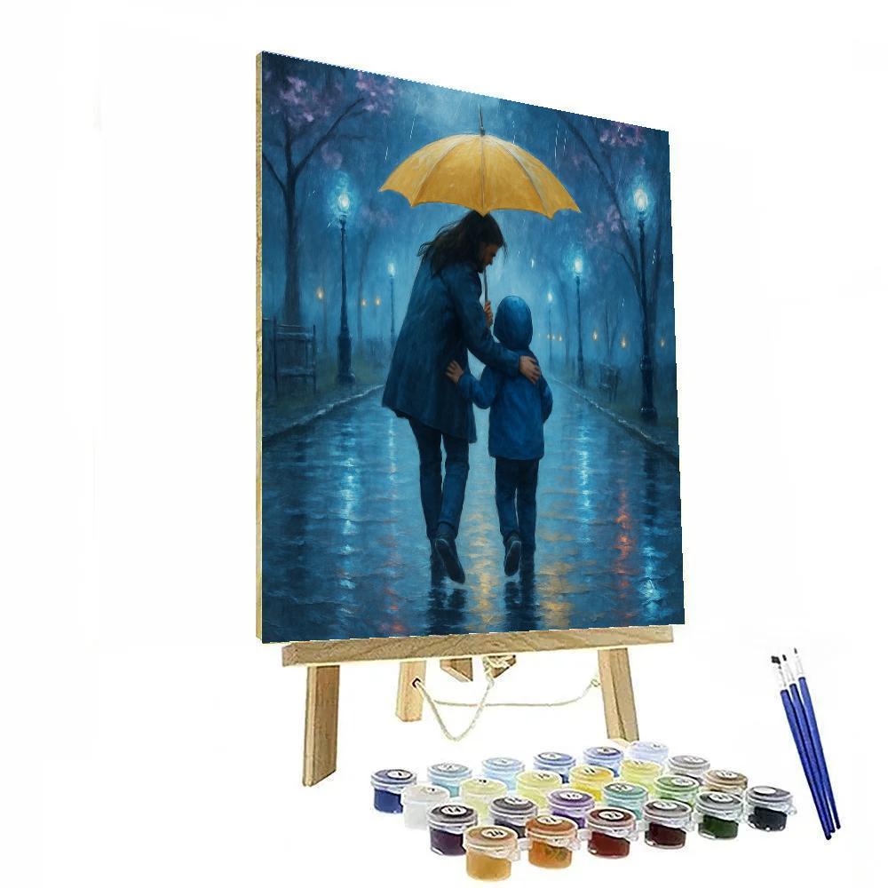 Umbrella Walk In Spring Rain Painting by numbers kit
