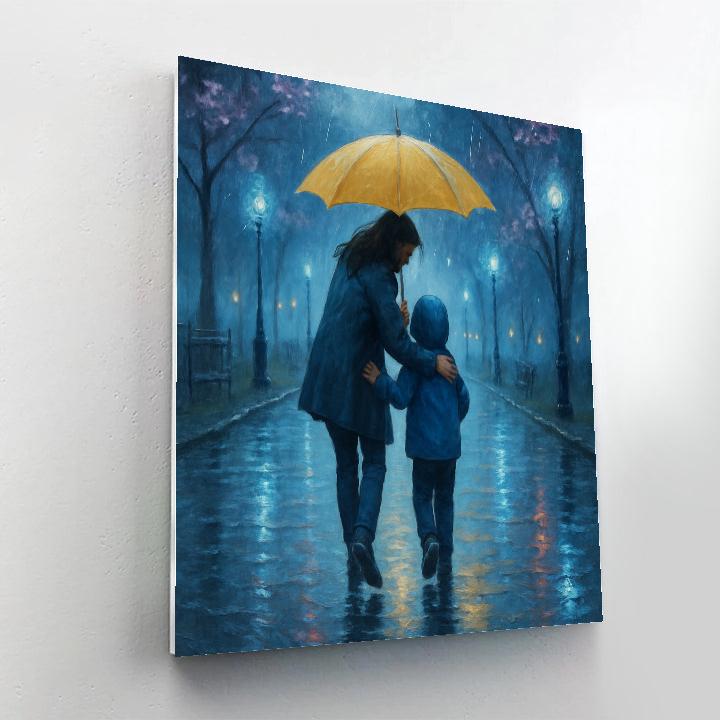 Umbrella Walk In Spring Rain Painting by numbers kit