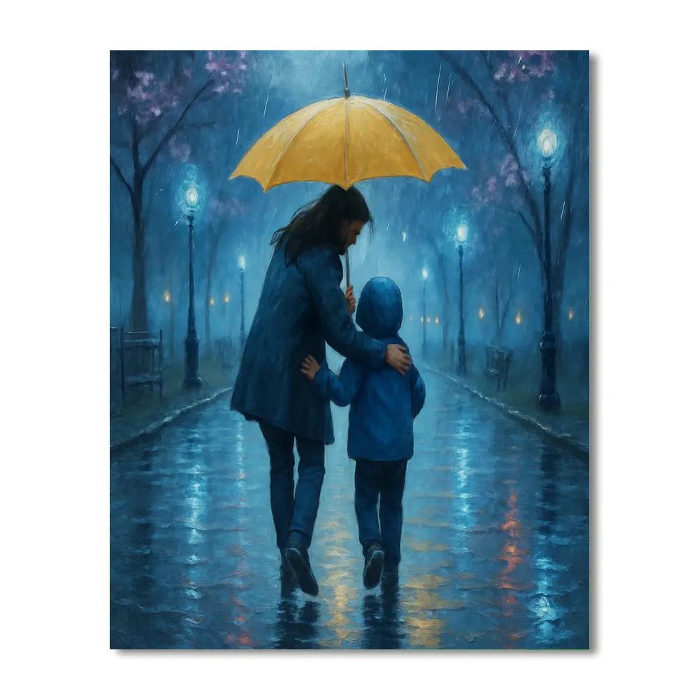 Umbrella Walk In Spring Rain Painting by numbers kit