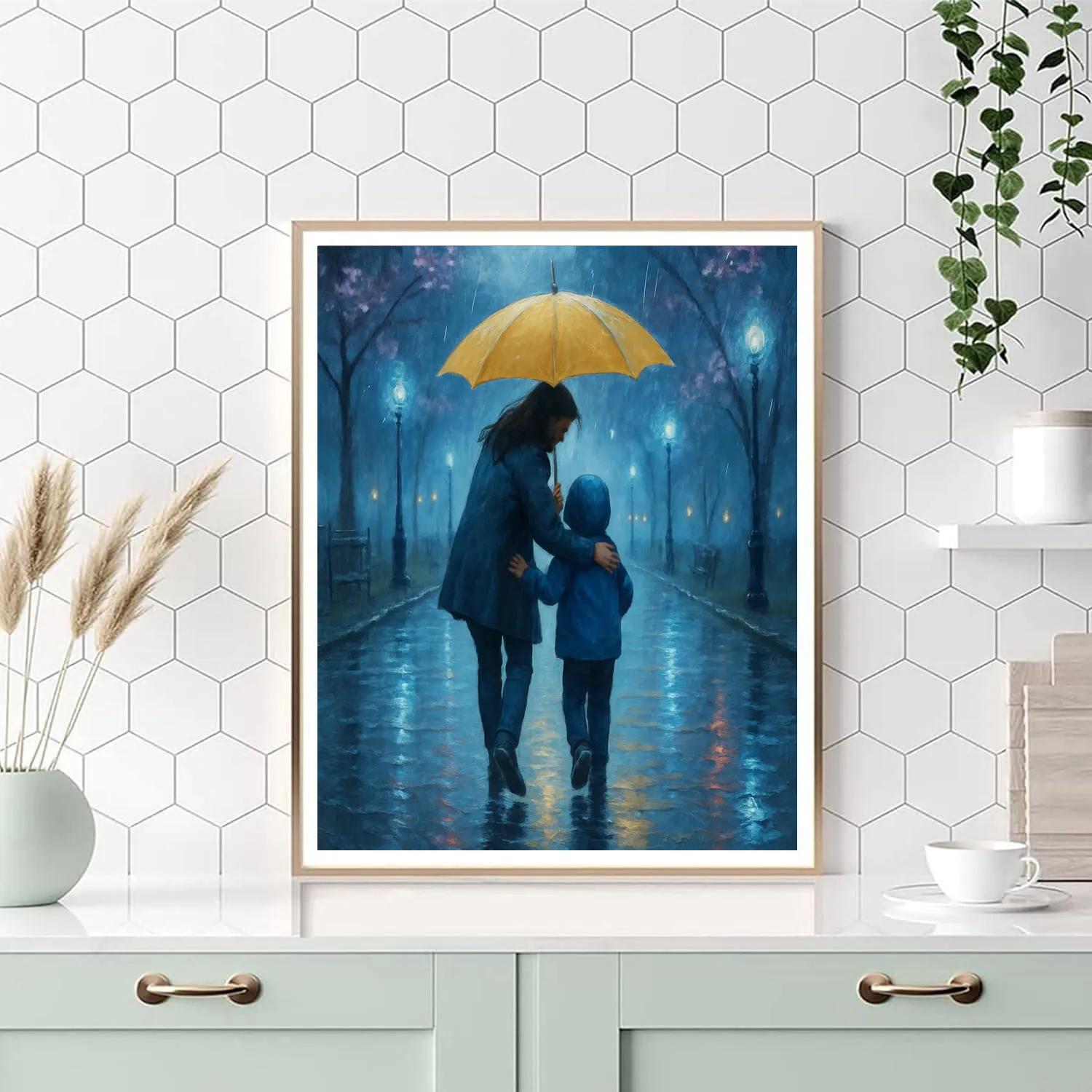 Umbrella Walk In Spring Rain Painting by numbers kit