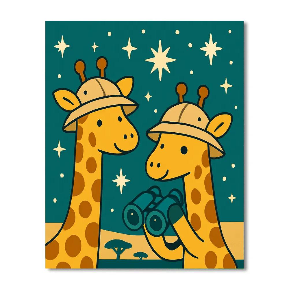 Starry Safari Giraffes paint by number