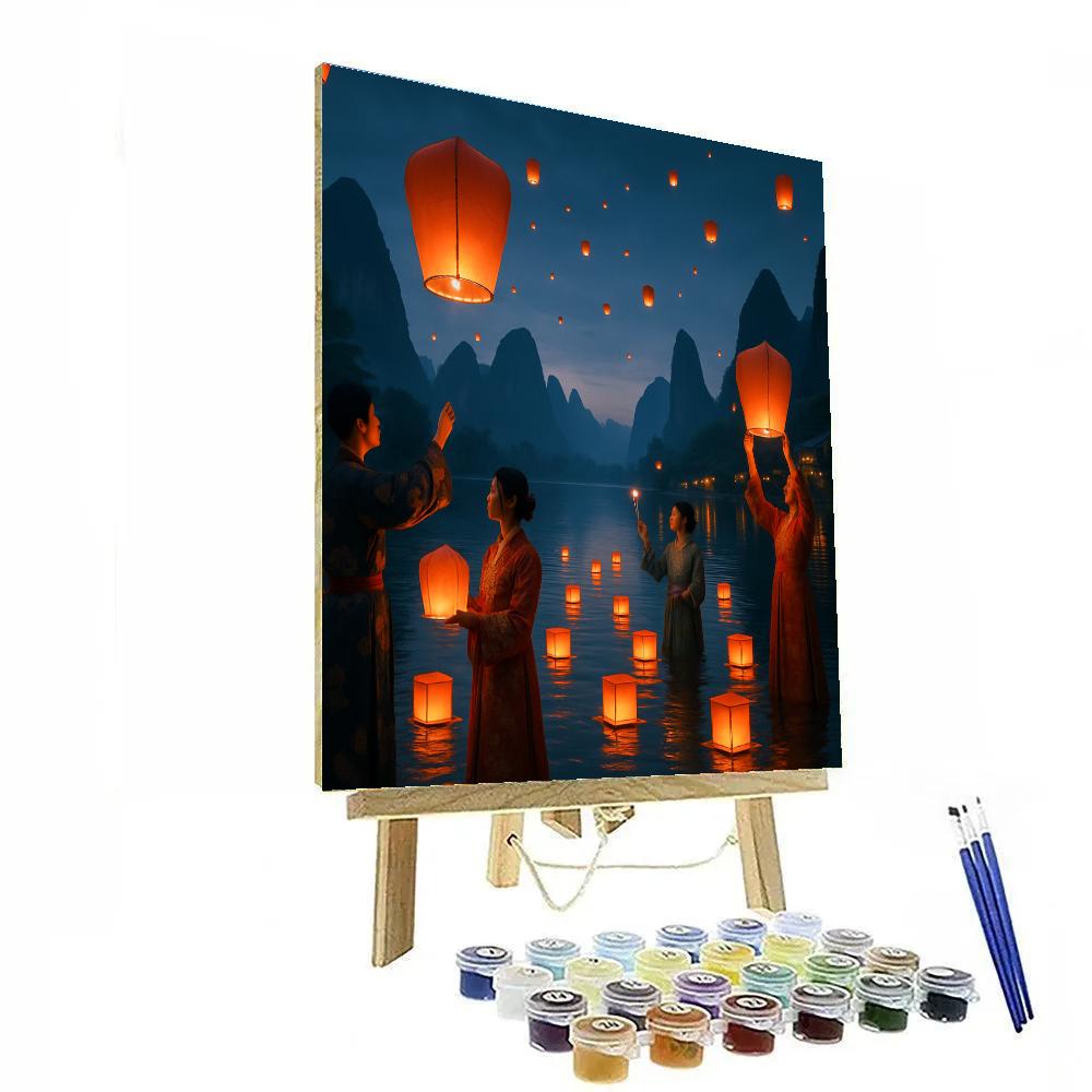 Lantern Festival On The Li River Paint by numbers art