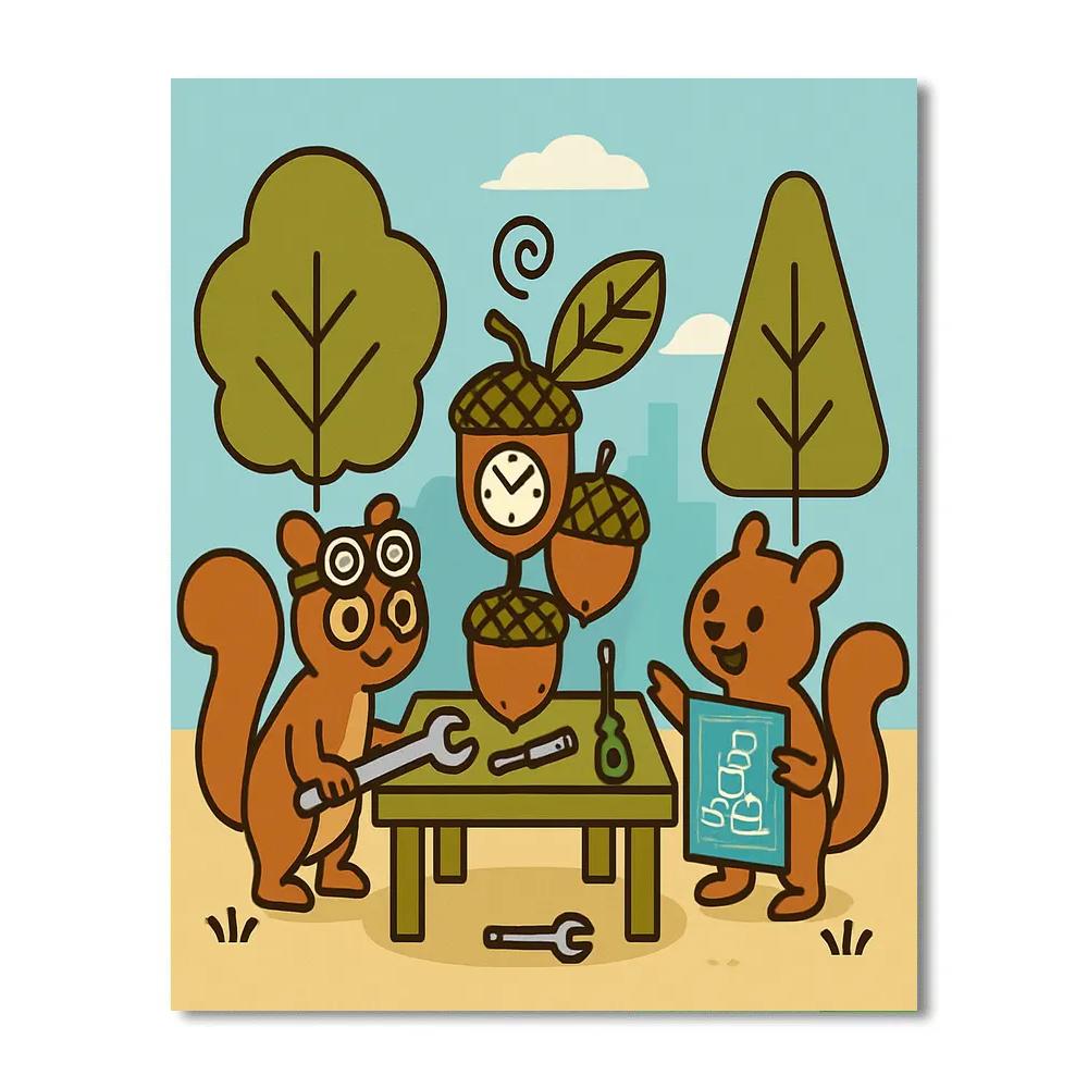Time Travel Squirrel Engineers painting number kit