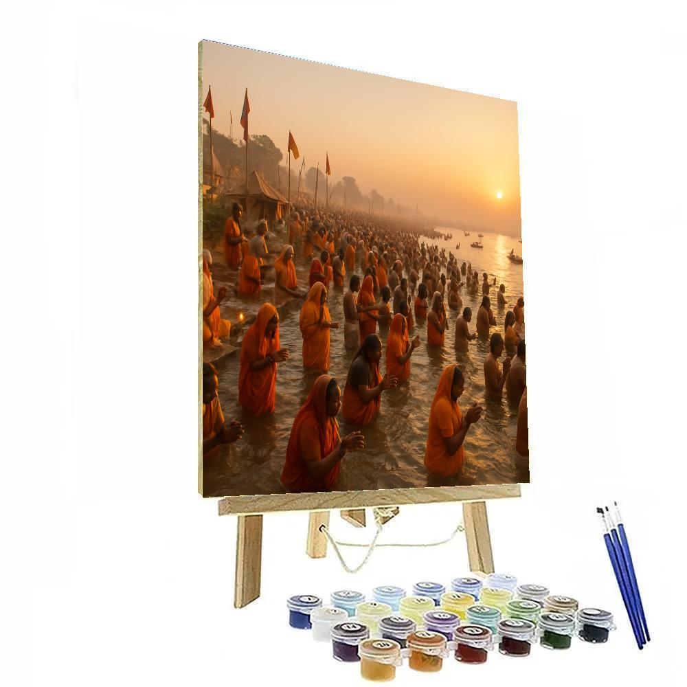 Kumbh Mela Pilgrimage At Sangam paint by color