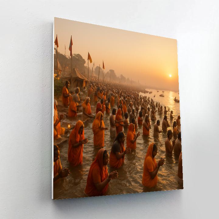 Kumbh Mela Pilgrimage At Sangam paint by color