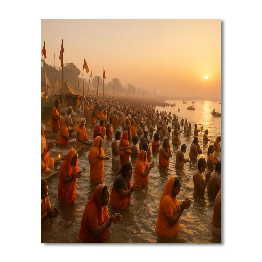 Kumbh Mela Pilgrimage At Sangam paint by color