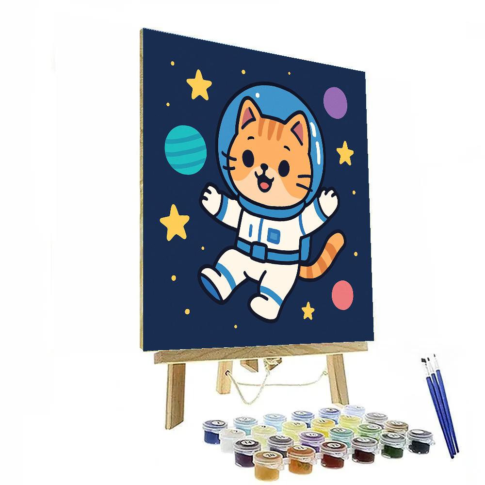 Galactic Star Explorer Cat Painting by numbers kit