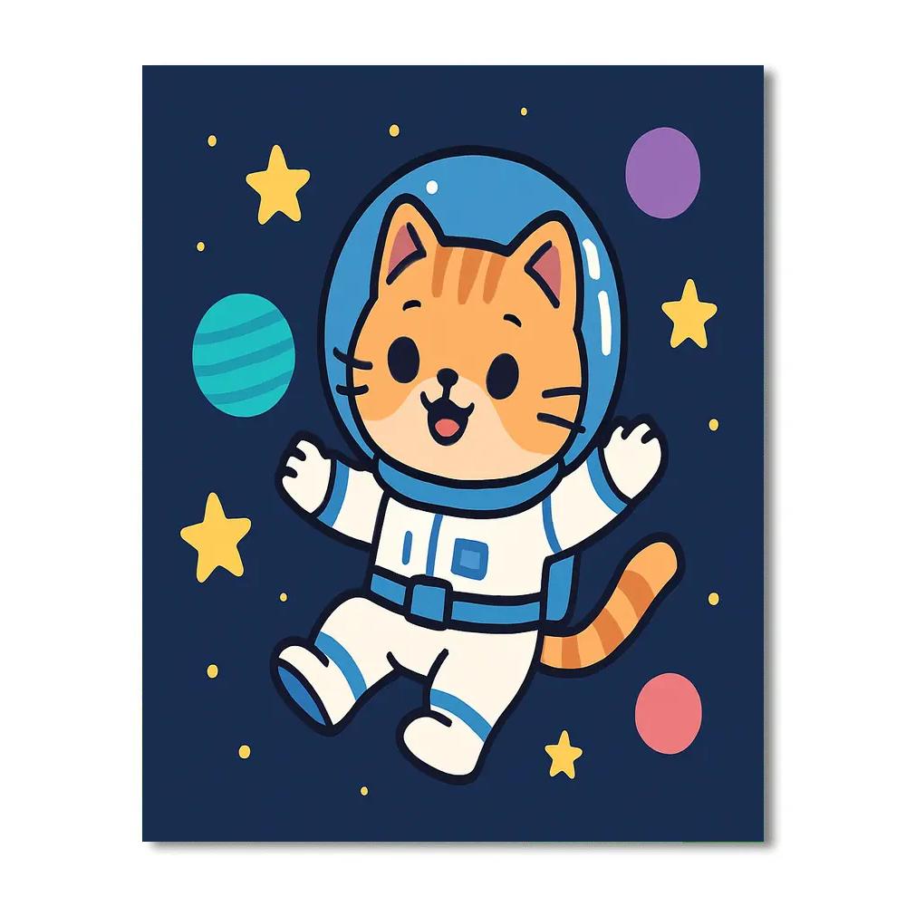 Galactic Star Explorer Cat Painting by numbers kit