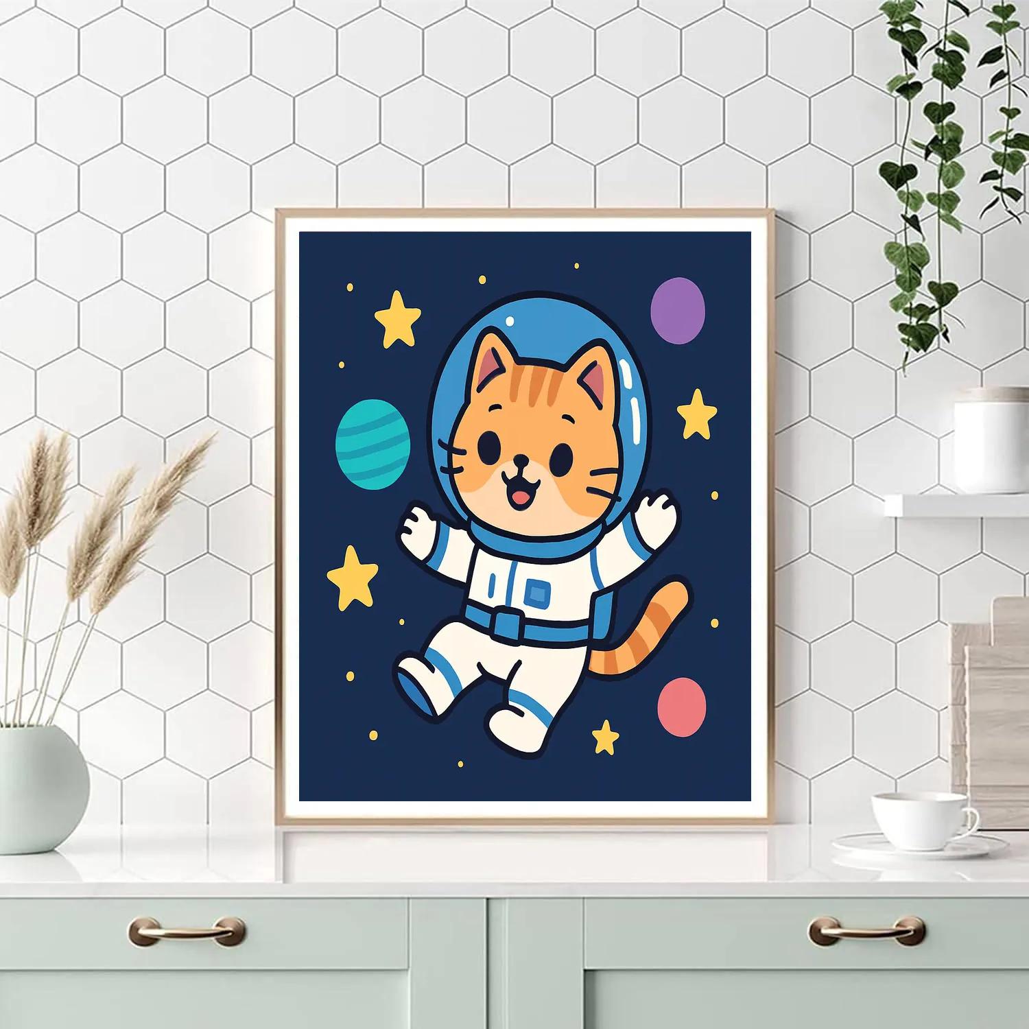 Galactic Star Explorer Cat Painting by numbers kit