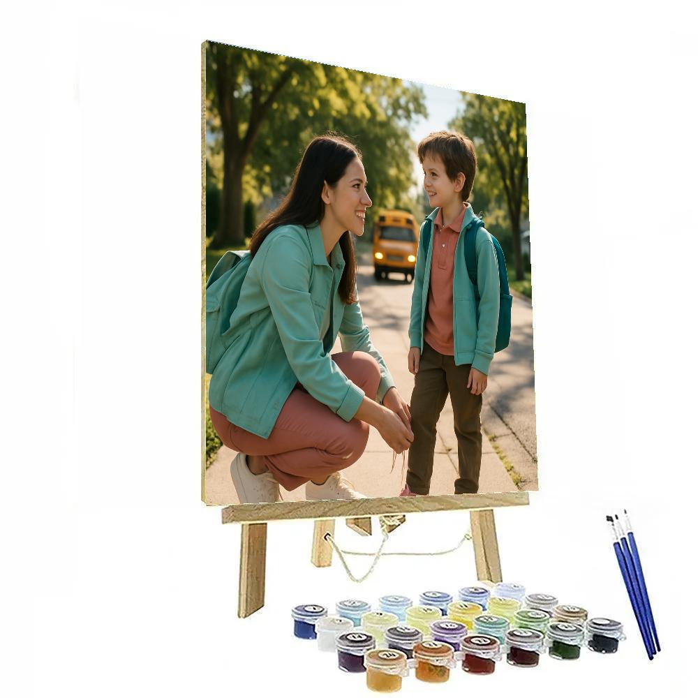 School Run Smile And Backpack Painting by numbers kit